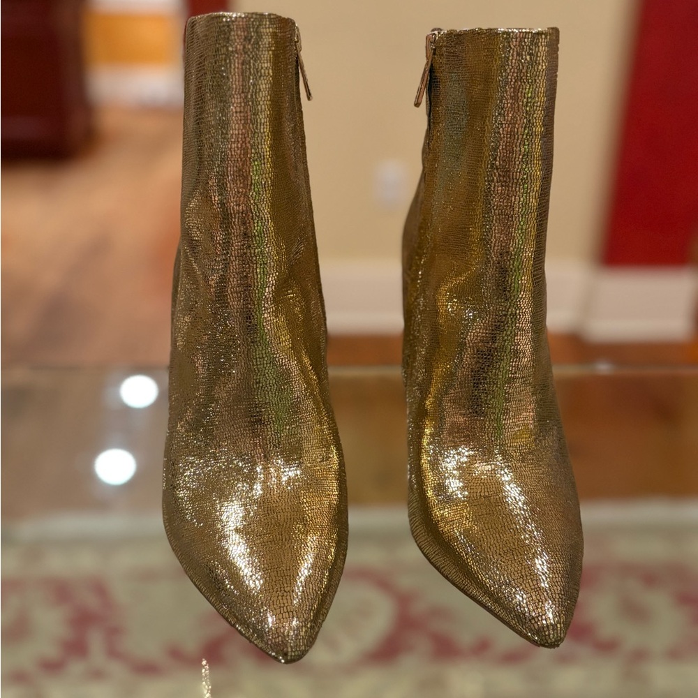 Sam Edelman Metallic Gold Pointed Toe Ankle Boots